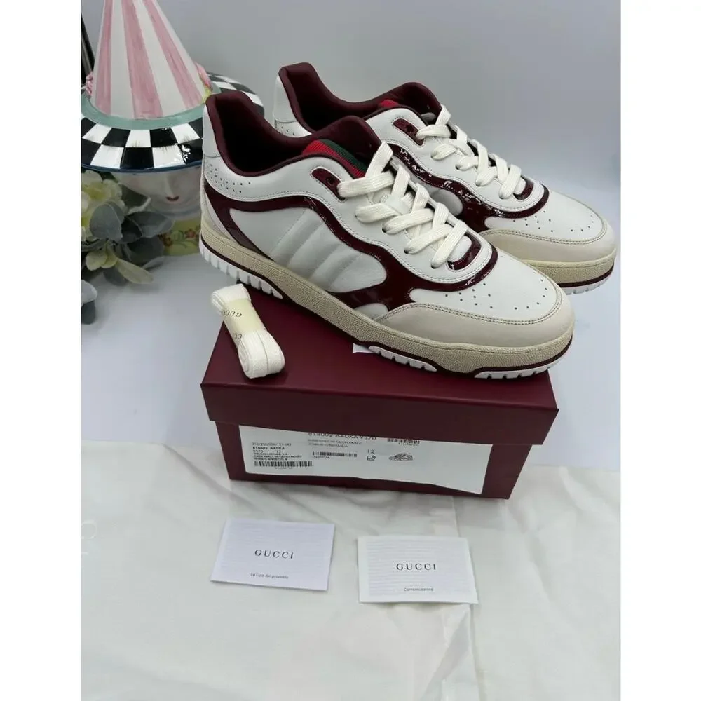 Men's Gucci re web leather sneakers size 12 fits 12.5 US made in Italy